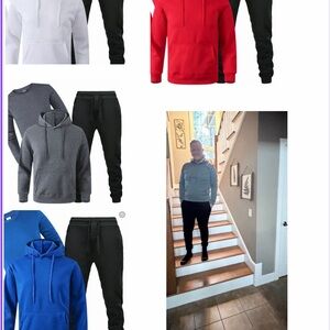 Generic Brand Men's Hoodie and Jogger Set - Red, Gray, Blue